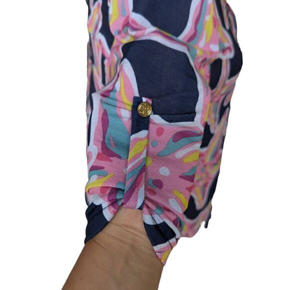 Simply Southern Savannah Starfish Tunic Blouse Size S Pink Blue Yellow Navy Teal - Picture 4 of 8